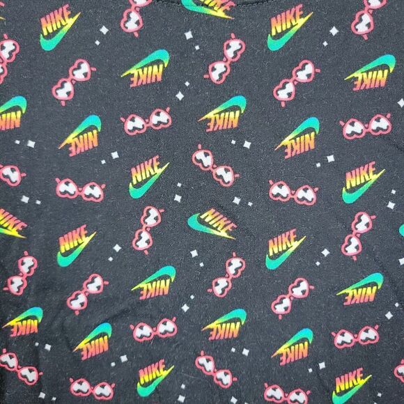 Nike Shirt  Womens Extra Small Black Crop Top Sunglasses All Over Print Rainbow - Picture 2 of 11